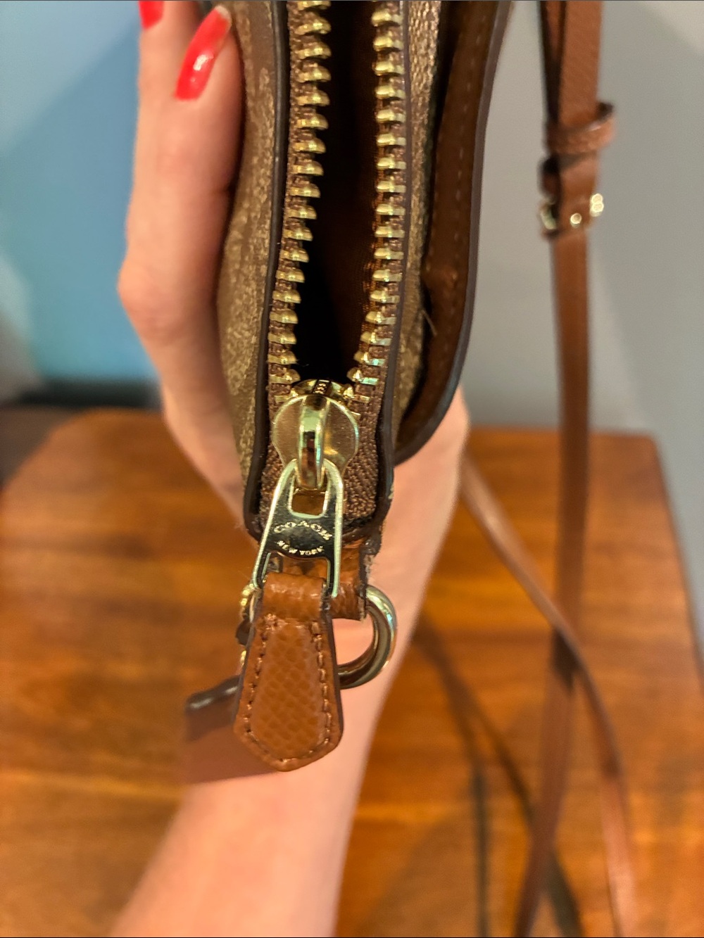 Coach Tan Signature Crossbody Bag - Picture 7 of 9